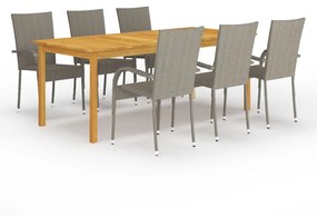 vidaXL 7 pcs conjunto de jantar para jardim cinzento