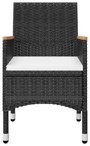 9 pcs conjunto de jantar para jardim com almofadões preto