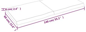 Tampo de mesa com bordas vivas maciço tratado castanho-escuro