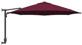Parasol de Jardim Montado na Parede Bordeaux Vermelho 250 cm