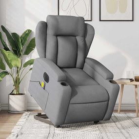 Poltrona elétrica reclinável massagens tecido cinzento-claro