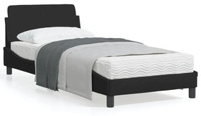 vidaXL Estrutura de cama com cabeceira Dover tecido 90x190 cm preto