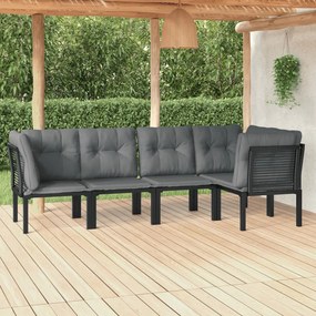 vidaXL 5 pcs conjunto lounge de jardim vime PE preto/cinzento