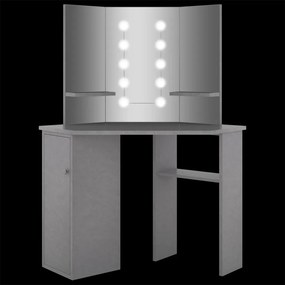 Toucador de canto com LED 111x54x141,5 cm cinzento cimento