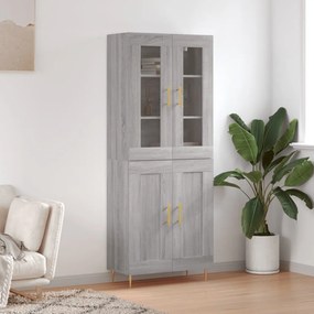 vidaXL Armário alto 69,5x34x180 cm derivados de madeira sonoma cinza