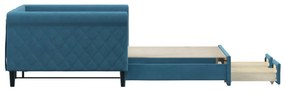 Sofá-cama com gavetão e gavetas 100x200 cm veludo azul