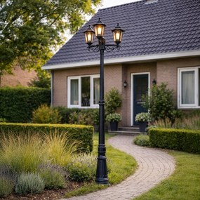 Poste de Exterior Clássico Preto 217cm IP44 - New Haven Hammered