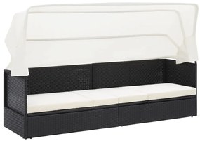 Sofá de jardim com toldo vime preto