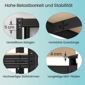 Estante para cargas pesadas 40 x 90 x 180 cm preto