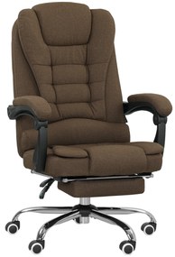 Vinsetto Cadeira de escritório com altura ajustável, encosto reclinável, apoio para os pés e apoios de braços acolchoados, castanho | Aosom Portugal