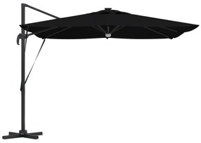 Guarda-Sol Cantilever Roma com LEDs Preto 286x285x270 cm Alumínio