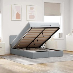 vidaXL Cama otomana com colchão 140x190 cm tecido cinzento claro