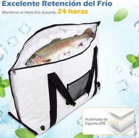 Saco térmico impermeável para peixe com fecho de correr, alça e válvula de drenagem; mantém o gelo durante 24 horas; geleira portátil em PVC, 98 cm Br