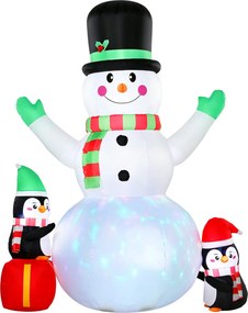 Outsunny Boneco de Neve Insuflável de Natal, 243 cm, com luzes LED coloridas, para exterior | Aosom Portugal