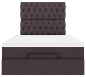 Estrutura de cama otomana com colchão 120x190cm castanho escuro