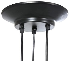 Candeeiro suspenso com 3 porta-lâmpadas E27 metal preto