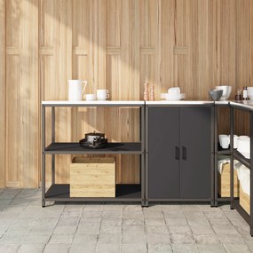 vidaXL Conjunto de Armazenamento de Cozinha com prateleira 2 pcs Preto