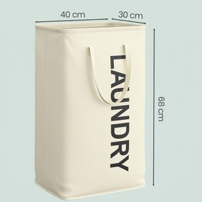 Cesto de roupa suja dobrável, 80 L 40 x 30 x 68 cm Branco creme