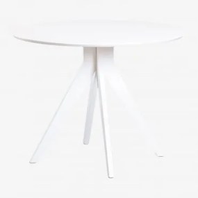 Mesa de jantar redonda de madeira (Ø100 cm) Sekiz Madeira Branca - Sklum