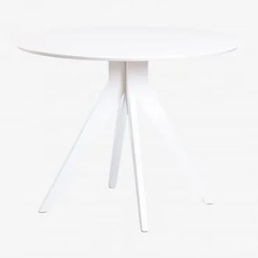 Mesa De Jantar Redonda Ø100 Cm Em Madeira Sekiz Madeira Branca - Sklum