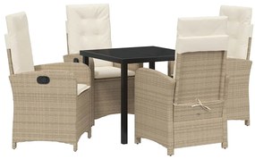 Conjunto de Jantar de Jardim de 5 Peças com Almofadas em bege de Ratta