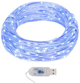 vidaXL Cordão de micro luzes 40 m 400 LED 8 funções azul