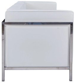 Sofá LOBBY – 3 Lugares – 183x70x68 cm – Aço Inoxidável e Pele Sintétic