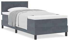 Cama com Estrado e Colchão vidaXL Cinza Escuro Solteiro Veludo
