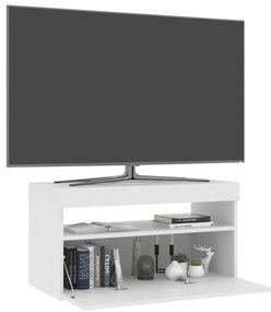 Móvel de TV com luzes LED 75x35x40 cm branco brilhante