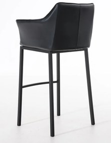 Banco de bar Damaso em couro sintético com estrutura preta 64 x 110 x 48 cm Preto