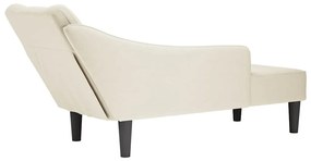 Chaise-longue com apoio de braço direito veludo creme