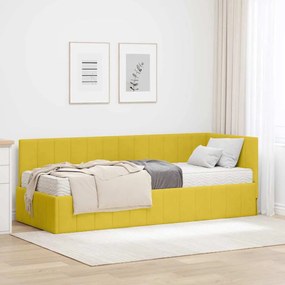 vidaXL Estrutura de Cama de Canto com Colchão 2 pcs Amarelo Veludo