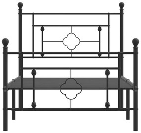 Estrutura de cama com cabeceira e pés 90x190 cm metal preto