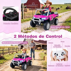 Carrinho Elétrico Infantil 12V para crianaças 2 a 5 anos, 99 x 54 x 52 cm, 12V com Dois Motores, Rosa
