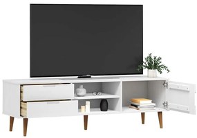 Móvel de TV MOLDE 158x40x49 cm pinho maciço branco