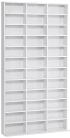HOMCOM Estante de Armazenamento CD/DVD Meuble de Rangement para 1116 CDs 36 Compartimentos ajustáveis em Altura Branco | Aosom Portugal