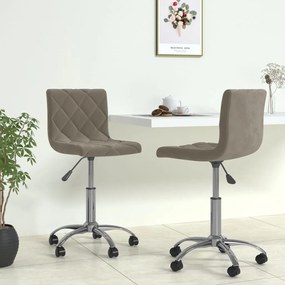 vidaXL Cadeiras de jantar giratórias 2 pcs veludo cinzento-claro
