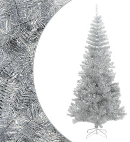 321014 vidaXL Árvore de Natal artificial com suporte 210 cm PET prateado