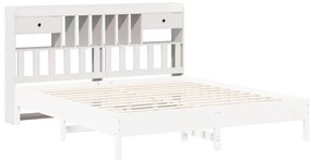 Cabeceira com arrumação 200 cm madeira de pinho maciça branco