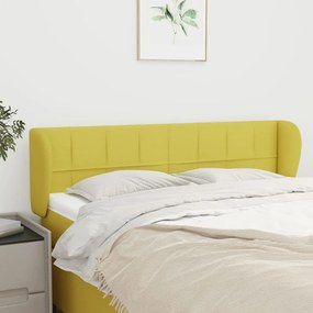 vidaXL Cabeceira de cama c/ abas tecido 147x23x78/88 cm verde