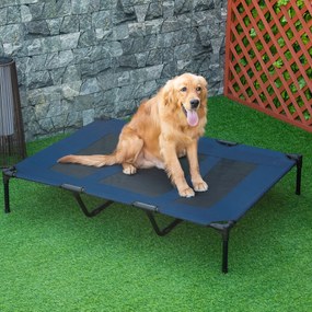 Cama para Animais de Estimação Cama Elevada para Cães Gatos com Tecido Transpirável para Dormir Relaxar Exterior Jardim Terraço 122x91x23cm Azul