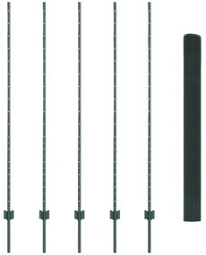 Cerca de Fio Soldado com 5 Postes U Verde 1,6x10 m Aço