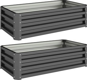 Outsunny Conjunto de 2 Floreiras Grandes para Exterior em Aço Galvanizado Hortas para Terraço Jardim 110x50x30 cm Cinzento | Aosom Portugal