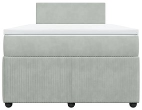 Cama boxspring c/ colchão 120x200 cm veludo cinzento-claro