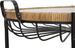 MESA DE CENTRO CEBU COM VIDRO 70,5X65X57 CM CASTANHO E PRETO