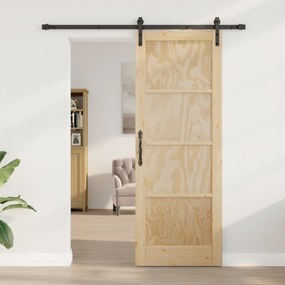 Porta Deslizante com Conjunto de Ferragens 78x211 cm Madeira Maciça de
