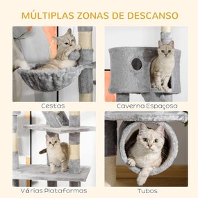 PawHut Arranhador para Gatos do Chão ao Teto de 240-260 cm Arranhador