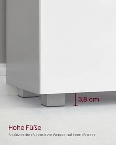Móvel casa de banho de lavatório (NÃO INCLUIDO) 30 x 60 x 63,8 cm com 2 gavetas grandes Coleção CUSTOS Cinza e branco