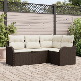 Conjunto de Sofá de Jardim vidaXL de 4 Peças com Almofadas Rattan Poli