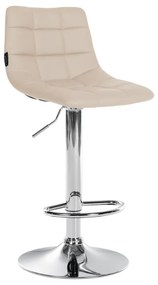 Banco de bar Jerry em couro sintético com estrutura cromada 87-108,5 x 43 x 46,5 cm Creme